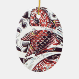 Adorno De Cerámica Diseño de tatuaje de koi rojo