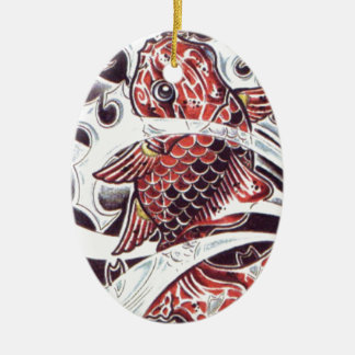 Adorno De Cerámica Diseño de tatuaje de koi rojo