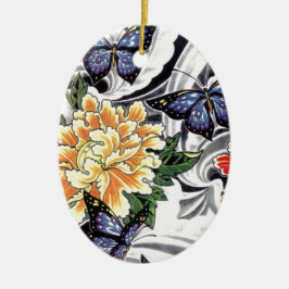 Adorno De Cerámica Diseño de tatuajes para peones amarillos y maripos