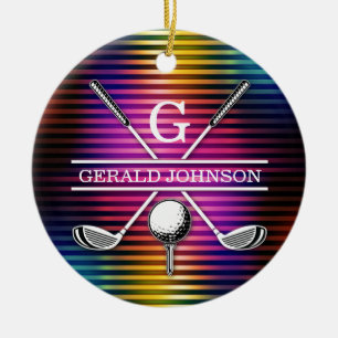Adorno De Cerámica Diseño de un monograma de golf colorido para perso