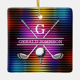 Adorno De Cerámica Diseño de un monograma de golf colorido para perso