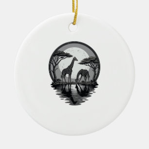 Adorno De Cerámica Diseño de vector de silueta de jirafa luna safari
