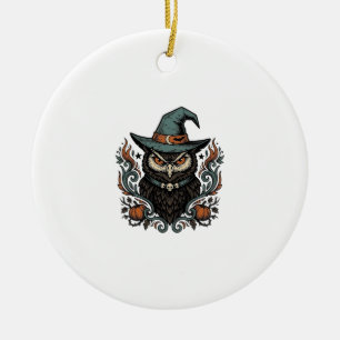 Adorno De Cerámica Diseño de vector de sombrero de bruja de búho de H