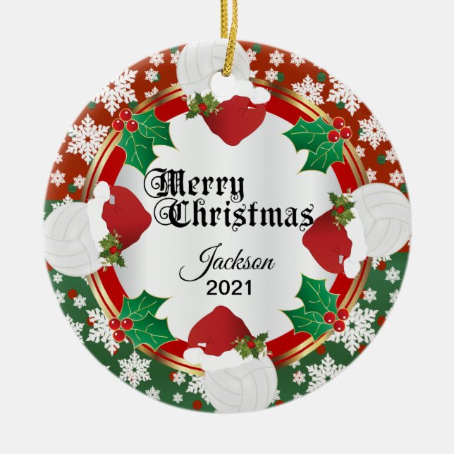 Adorno De Cerámica Diseño de voleibol navidades (Frente)