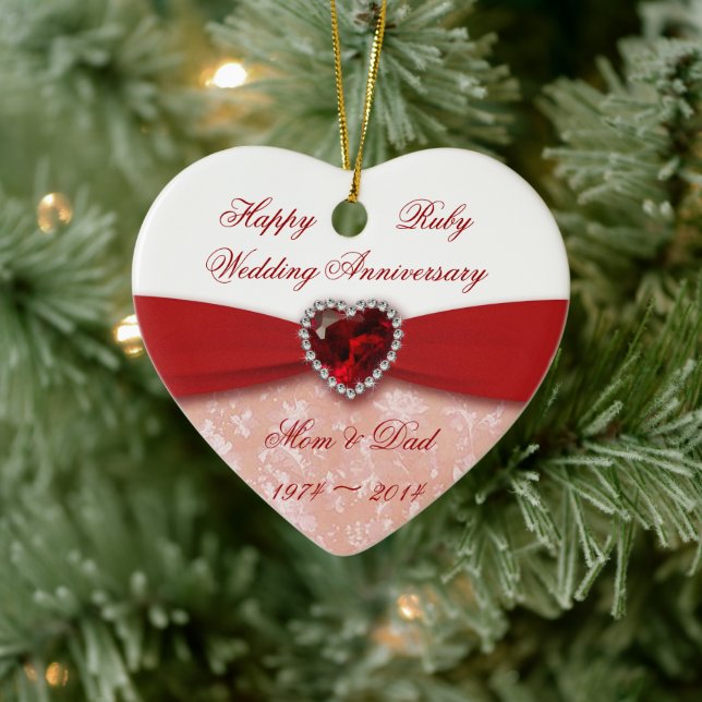 Adorno De Cerámica Diseño del 40° Aniversario de la Damasco (Árbol)