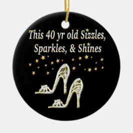 ADORNO DE CERÁMICA DISEÑO DEL CUMPLEAÑOS 40 DE SILVER GLAMOROUS