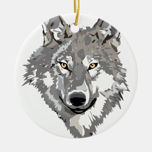 Adorno De Cerámica Diseño del lobo gris (Frente)