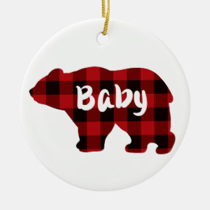Adorno De Cerámica Diseño del oso negro rojo clásico