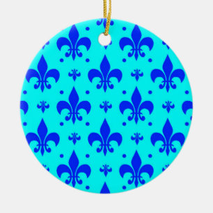 Adorno De Cerámica Diseño del patrón de flor azul de lis