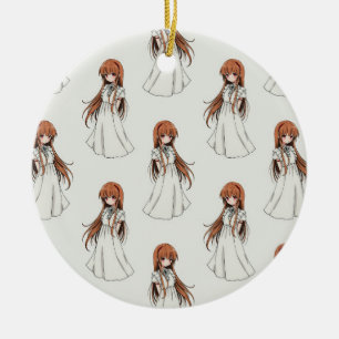 Adorno De Cerámica Diseño del patrón de manga de Anime Weeb Chica