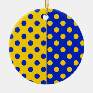 Adorno De Cerámica Diseño del patrón de puntos de polka amarillo medi