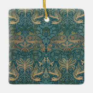 Adorno De Cerámica Diseño del pavo real de William Morris y de la