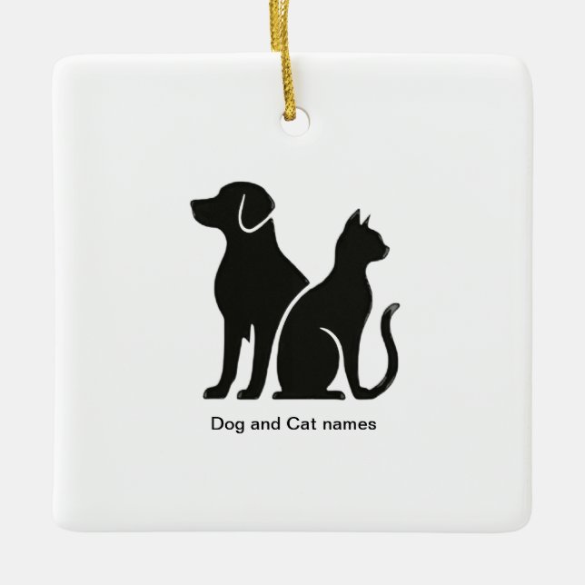 Adorno De Cerámica Diseño del perro y del gato (Anverso)