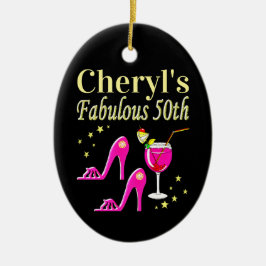 ADORNO DE CERÁMICA DISEÑO DIVA DE 50 CUMPLEAÑOS DE ROSA POPULAR