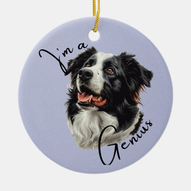 Adorno De Cerámica Diseño divertido e inteligente de Border Collie "S (Frente)