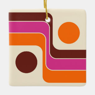 Adorno De Cerámica Diseño geométrico retro de estilo Mod 1970