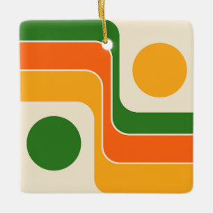 Adorno De Cerámica Diseño geométrico retro de estilo Mod 1970