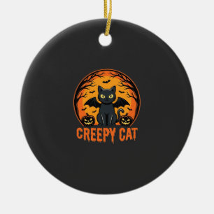 Adorno De Cerámica Diseño gráfico de gato espeluznante de Halloween m