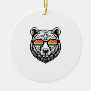 Adorno De Cerámica Diseño gráfico vectorial de gafas de sol de oso vi