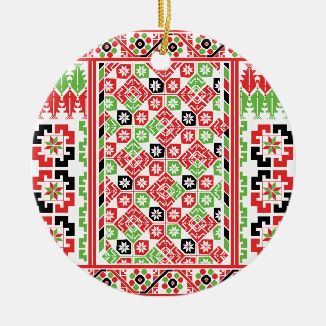 Adorno De Cerámica Diseño impreso del bordado palestino Tatreez (Frente)