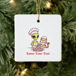 Adorno De Cerámica Diseño Kawaii de Gato Chef Alien Donut