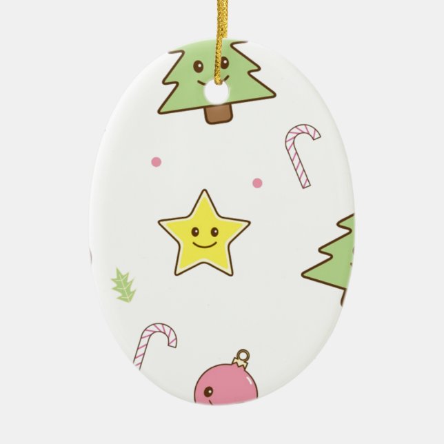 Adorno De Cerámica Diseño lindo del navidad de Kawaii (Frente)