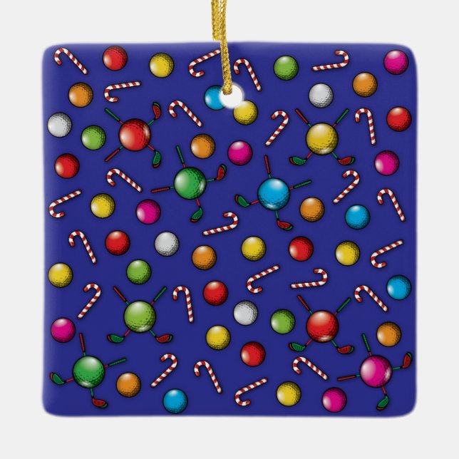 Adorno De Cerámica Diseño monograma de navidades Golfer (Anverso)