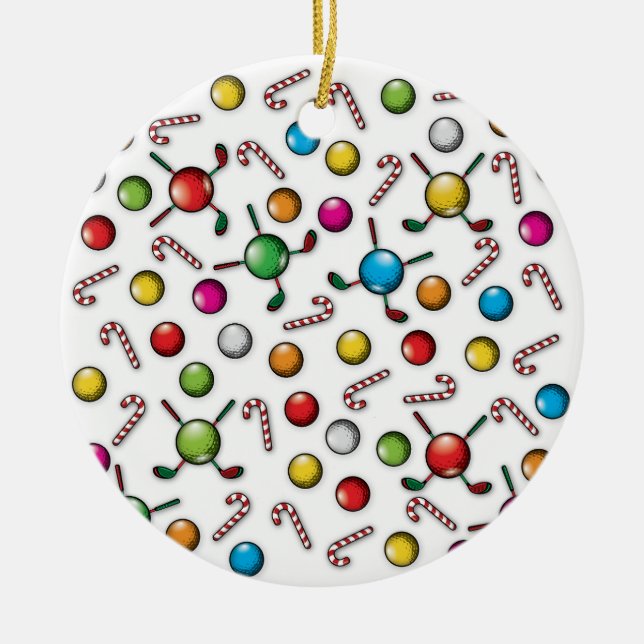 Adorno De Cerámica Diseño monograma de navidades Golfer (Frente)
