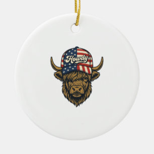 Adorno De Cerámica Diseño Occidental Vintage Patriótico de Vaca de Hi
