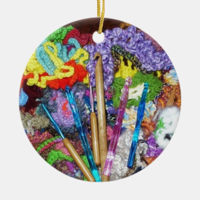 Adorno De Cerámica Diseño original de fotos de Crochet y Hooks (Frente)