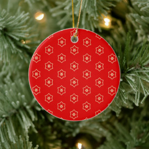 Adorno De Cerámica Diseño Ornamental Rojo y Dorado