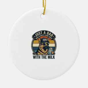 Adorno De Cerámica Diseño Retro de Camiseta de Leche de Pastor Alemán