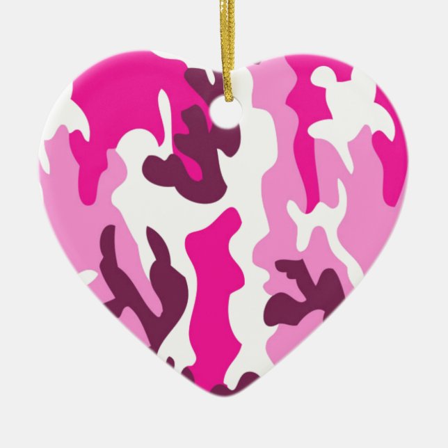 Adorno De Cerámica Diseño rosado de Camo (Frente)