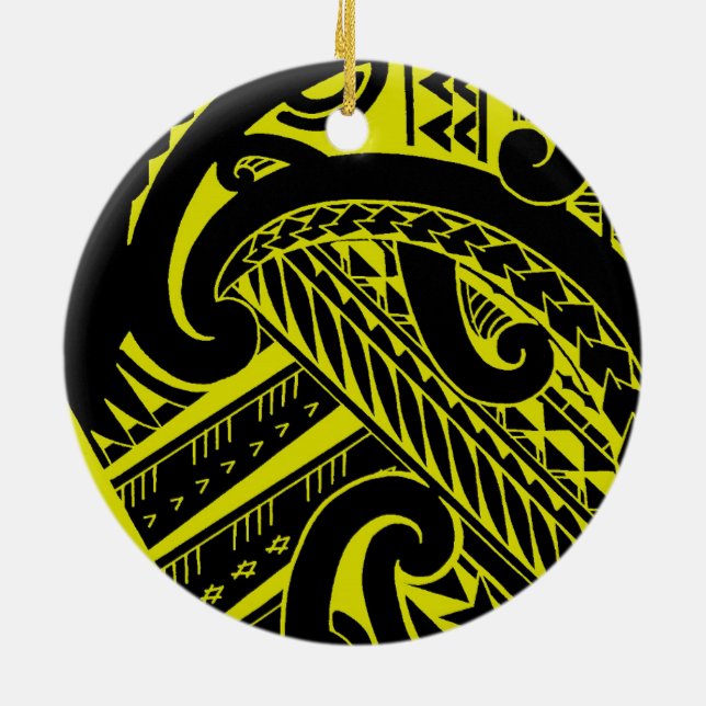 Adorno De Cerámica Diseño tribal samoano del tatuaje con las puntas (Atrás)