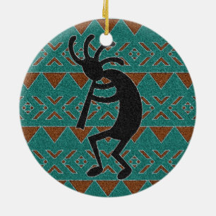 Adorno De Cerámica Diseño tribal Turquoise Kokopelli del suroeste