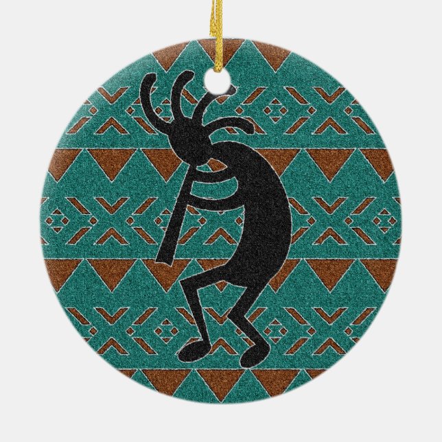 Adorno De Cerámica Diseño tribal Turquoise Kokopelli del suroeste (Atrás)