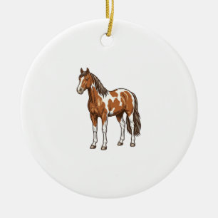 Adorno De Cerámica Diseño vectorial de caballo Pinto grabado vintage_