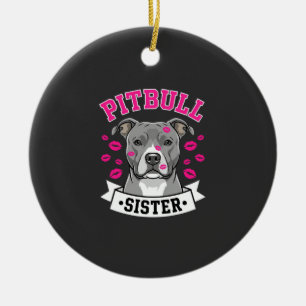 Adorno De Cerámica Diseño Vectorial de Hermana Amante de Pitbull