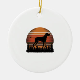 Adorno De Cerámica Diseño vectorial de perro de caza vintage atardece