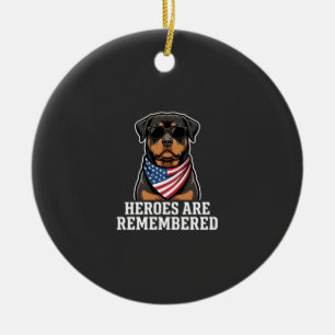Adorno De Cerámica Diseño vectorial de perro héroe Rottweiler patriót