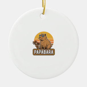Adorno De Cerámica Diseño vectorial PAPABARA Capybara padre retro_1
