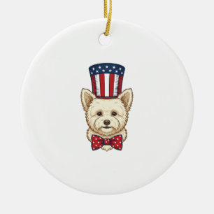 Adorno De Cerámica Diseño vectorial vintage de perro patriótico con s