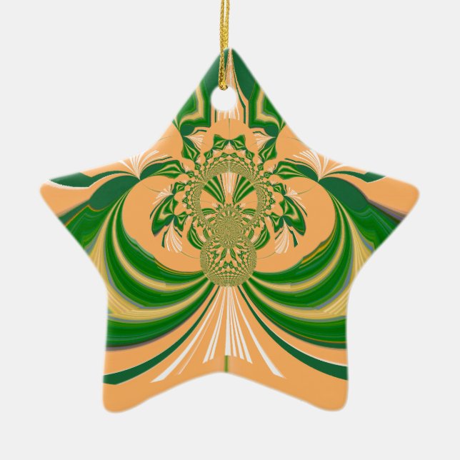 Adorno De Cerámica Diseño verde amarillo. (Frente)