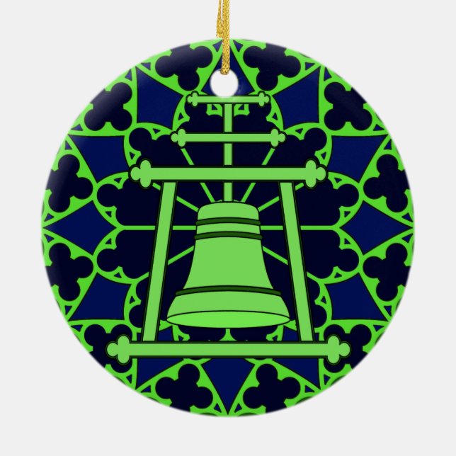 Adorno De Cerámica Diseño verde/azul de Raincross del vitral (Atrás)
