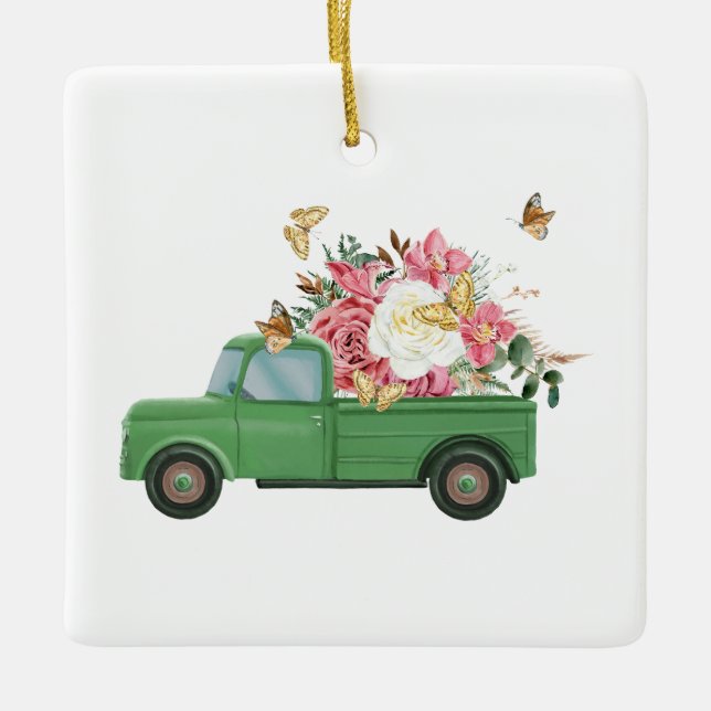 Adorno De Cerámica Diseños de sublimación de flores (Anverso)
