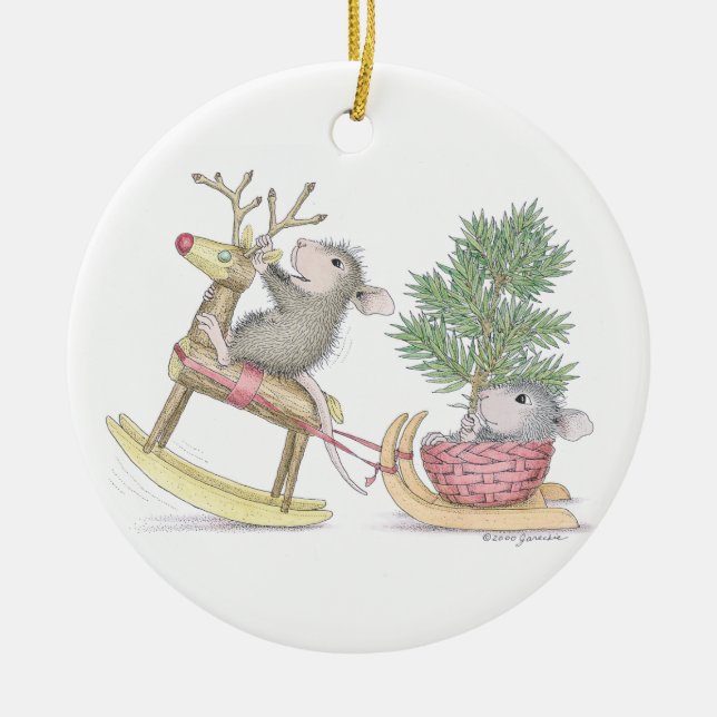 Adorno De Cerámica Diseños House-Mouse® - Primera Navidad del bebé (Frente)