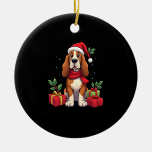 Adorno De Cerámica Disfraces divertidos de perro de Navidad con sombr