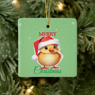 Adorno De Cerámica Disfraz de Santa navideño de pollito bebé animal l