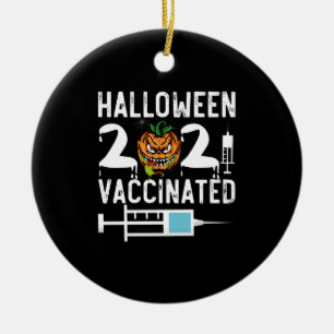 Adorno De Cerámica Disfraz Divertido Vacunado Halloween 2021