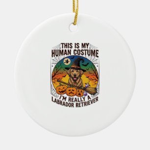 Adorno De Cerámica Disfraz Humano Labrador Retriever Bruja de Hallowe